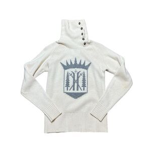 ALPS & METERS Ski Race Knit Monarch Sweater Cream Gray Size Medium